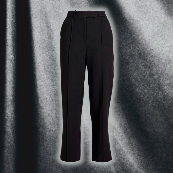 NWT SIMKHAI ‘Vera’ Cropped Crepe Textured Straight-Leg Pants in Black Size 10 - Picture 1 of 16